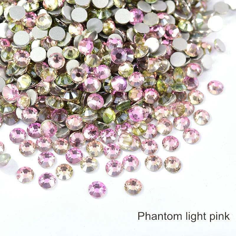 Super Quality Glitter Gems SS3-SS50 Flatback Stones Clear Crystal Non Hotfix Rhinestones Nail Art Decoration Rhinestones Y0100