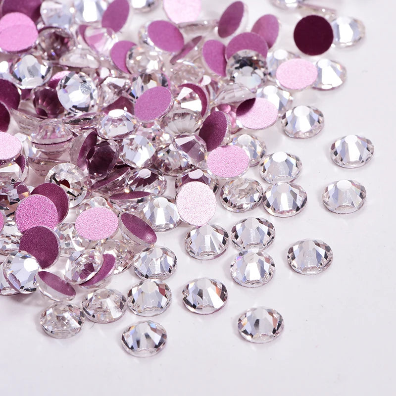 Super Quality Glitter Gems SS3-SS50 Flatback Stones Clear Crystal Non Hotfix Rhinestones Nail Art Decoration Rhinestones Y0100