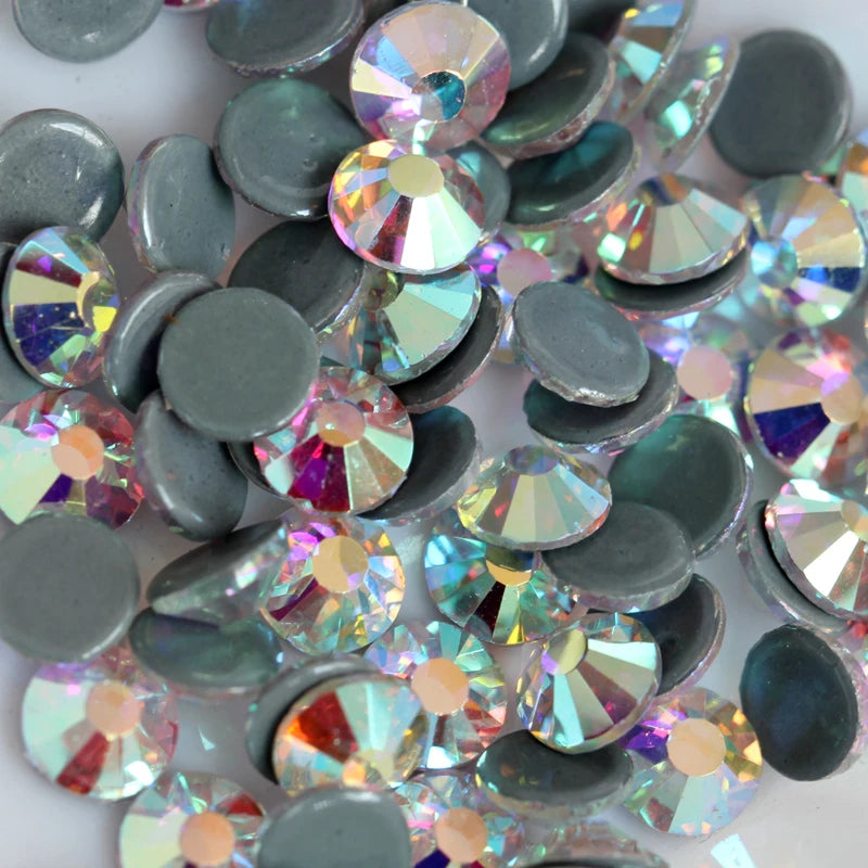 Super Quality Glitter Gems SS3-SS50 Flatback Stones Clear Crystal Non Hotfix Rhinestones Nail Art Decoration Rhinestones Y0100