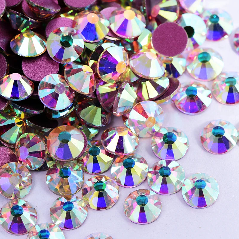 Super Quality Glitter Gems SS3-SS50 Flatback Stones Clear Crystal Non Hotfix Rhinestones Nail Art Decoration Rhinestones Y0100