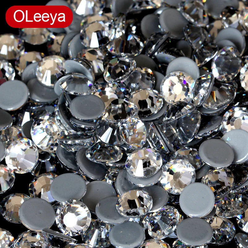Super Quality Glitter Gems SS3-SS50 Flatback Stones Clear Crystal Non Hotfix Rhinestones Nail Art Decoration Rhinestones Y0100