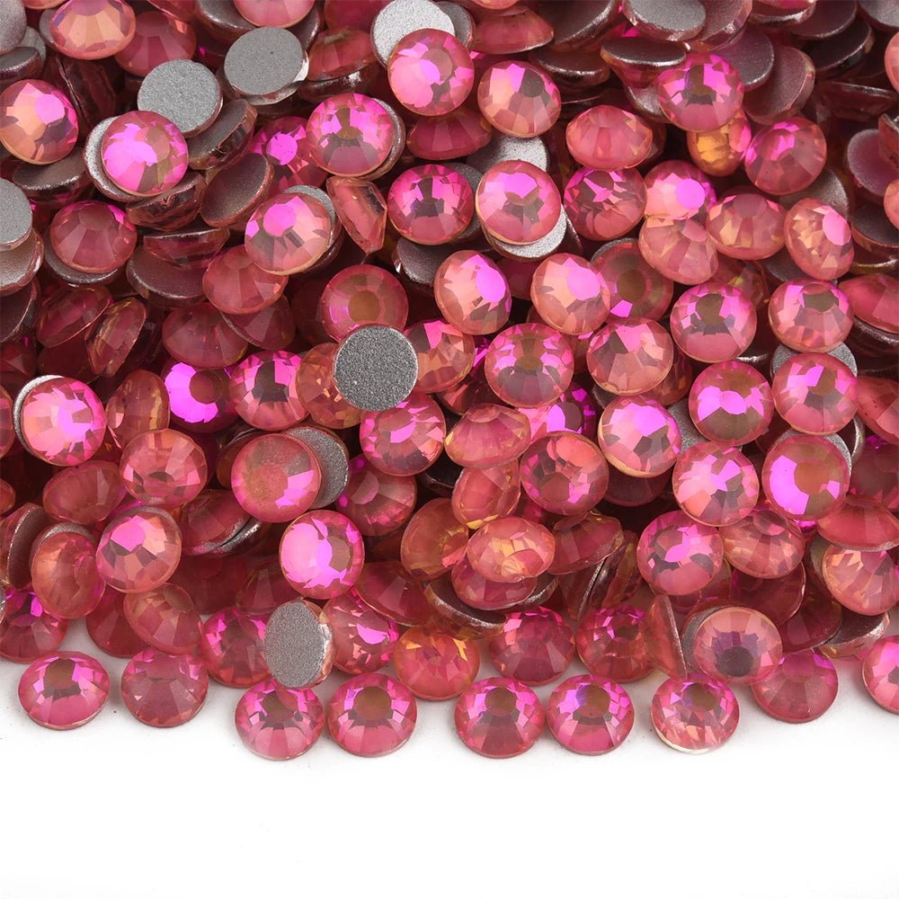 SS3-SS30 Hot Pink Rose Non Hot Fix Rhinestone Flatback Crystals Beads 3D Nail Art Rhinestones Glass Crystal Nails Non HotFix