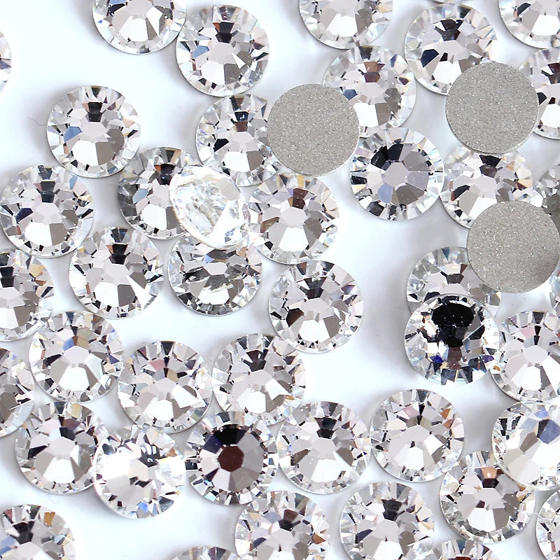 Super Quality Glitter Gems SS3-SS50 Flatback Stones Clear Crystal Non Hotfix Rhinestones Nail Art Decoration Rhinestones Y0100