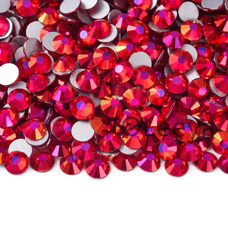 SS3-SS30 Hot Pink Rose Non Hot Fix Rhinestone Flatback Crystals Beads 3D Nail Art Rhinestones Glass Crystal Nails Non HotFix