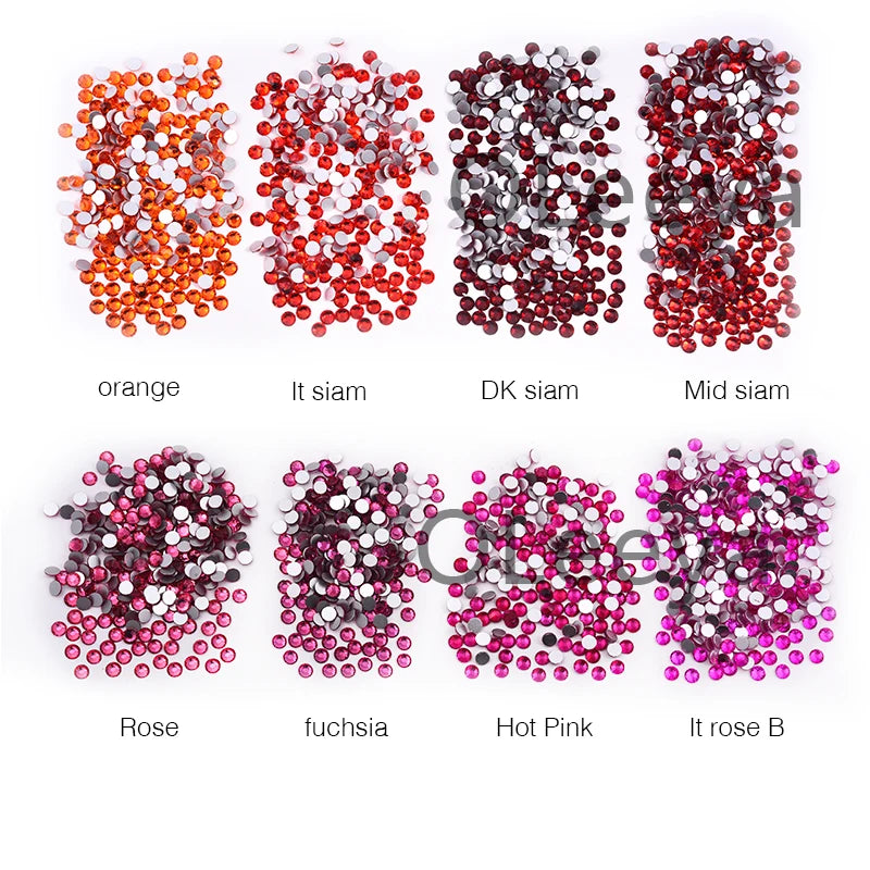 SS3-SS30 Hot Pink Rose Non Hot Fix Rhinestone Flatback Crystals Beads 3D Nail Art Rhinestones Glass Crystal Nails Non HotFix