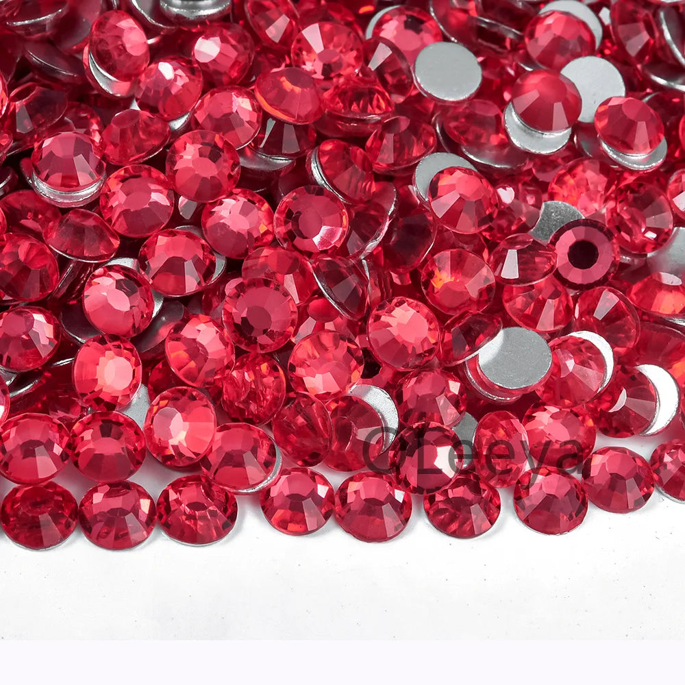 SS3-SS30 Hot Pink Rose Non Hot Fix Rhinestone Flatback Crystals Beads 3D Nail Art Rhinestones Glass Crystal Nails Non HotFix