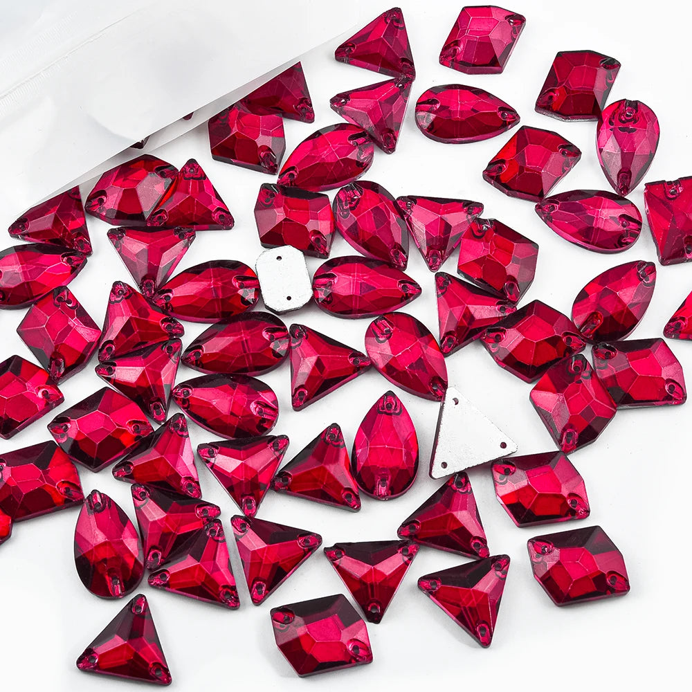 Oleeya 20/50/100Pcs Mix Sizes Glass Sew On Rhinestones Sewing Crystal AB Flat Back Stones For Clothes Accessories Wedding Dress