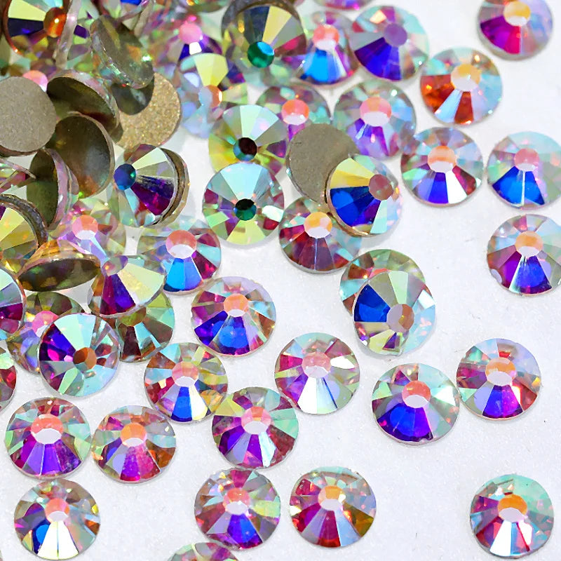 Super Quality Glitter Gems SS3-SS50 Flatback Stones Clear Crystal Non Hotfix Rhinestones Nail Art Decoration Rhinestones Y0100