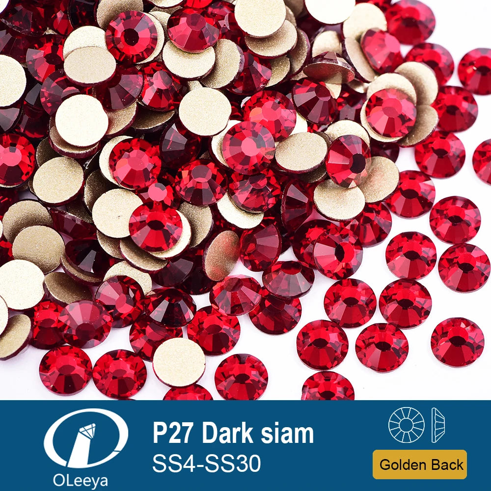 Oleeya P01-P30 Cold Fix Glass Crystal Rhinestones Gold Flatback Strass Stones Nail Art Accessories DIY Decoration