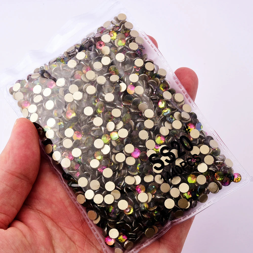 Oleeya P01-P30 Cold Fix Glass Crystal Rhinestones Gold Flatback Strass Stones Nail Art Accessories DIY Decoration
