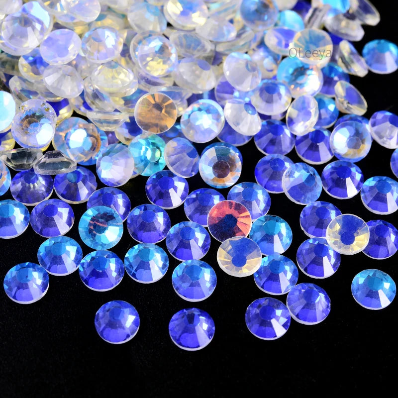 Super Quality Glitter Gems SS3-SS50 Flatback Stones Clear Crystal Non Hotfix Rhinestones Nail Art Decoration Rhinestones Y0100