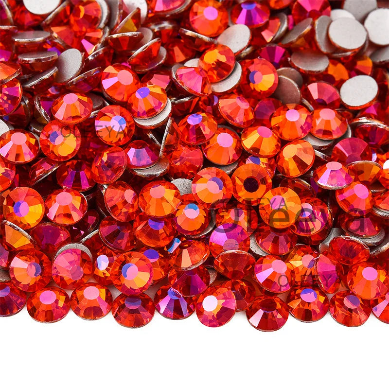 SS3-SS30 Hot Pink Rose Non Hot Fix Rhinestone Flatback Crystals Beads 3D Nail Art Rhinestones Glass Crystal Nails Non HotFix